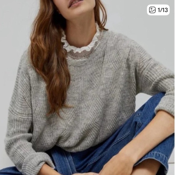 Anthropologie Sweaters - Anthropologie Keely Cable Knit Lightweight Sweater Gray